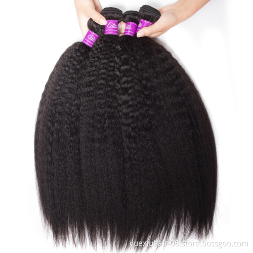 Kinky Straight Human Hair Bundles Natural Color Cuticle Aligned Indian Virgin Hair Extensions Yaki Bundle Deals Wholesale Vendor